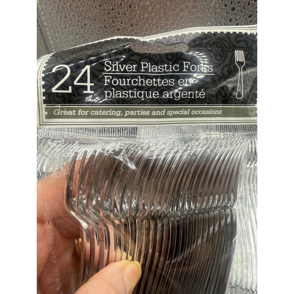 Greenbrier International Silver Plastic Cutlery Set 96pc Forks Spoons Bulk Pack